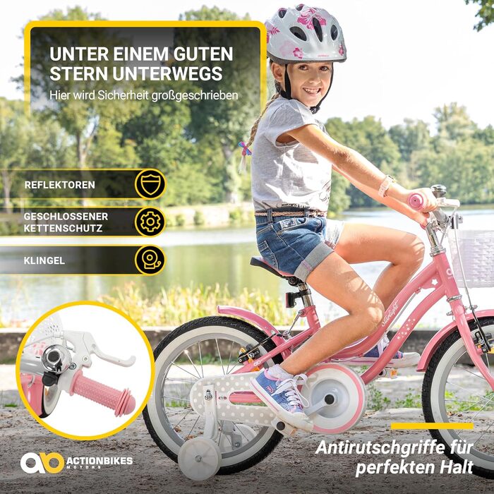 Дитячий велосипед Actionbikes Starlight 12/16/20 дюймів, V-Brake, для хлопчиків і дівчаток, з крилами, для дітей 2-9 років