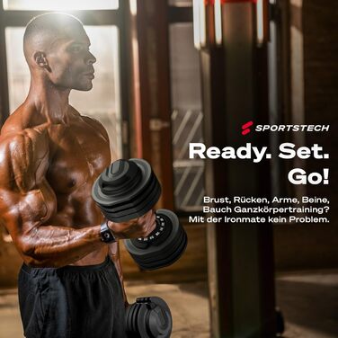 Ironmate Регульовані гантелі для дому, 1.5-18/24/40 кг, з набором дисків, 12-16 ваг, компактні, з неслизьким грифом, для силових тренувань, з підставкою (Ironmate 24 чорні)