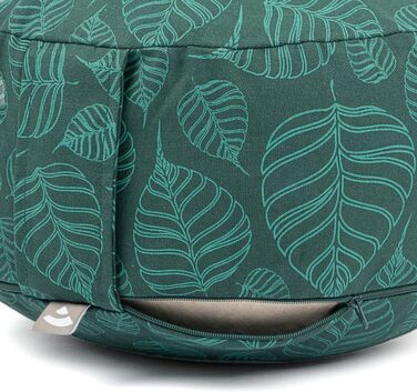 Медитаційне подушення Bodhi RONDO | Знімний бавовняний чохол 100% | Наповнювач з органічної житньої лузги | Висота 14-20 см | Петля для перенесення | Колекція Maharaja (Мінералово-блакитний RAJA/сріблястий-універсальний)