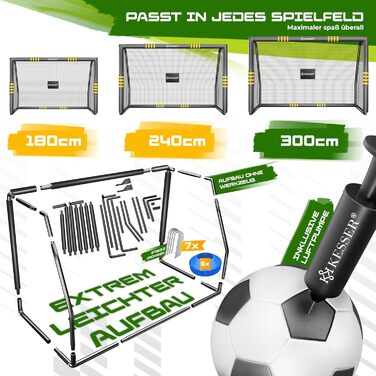 Ворота для футболу KESSER® 300см для тренувань на вулиці, сталевий каркас, антрацит