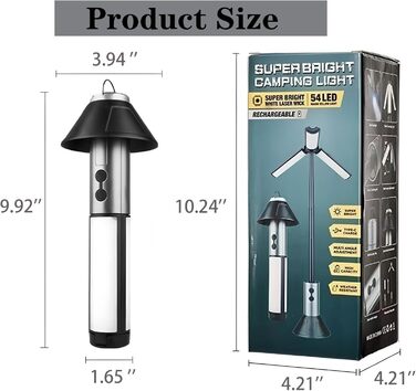 Ліхтар кемпінговий Gerbala 3000mAh з телескопом, LED, багатофункціональний, з гачком, 3 режими, для кемпінгу та піших прогулянок