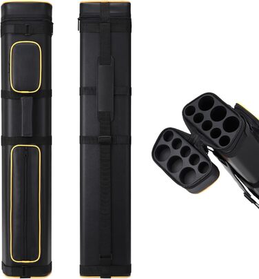 Сумка для переноски більярду на 3 кийки та 5 насадок (3 кийки, 5 насадок) - чорний колір з жовтими вставками