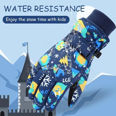 EVBEA Лижні рукавички для чоловіків, жінок і дітей, зимові, водонепроникні, екстратеплі, дихаючі, з утеплювачем, легкі, терморукавички для дітей, сині, розмір M