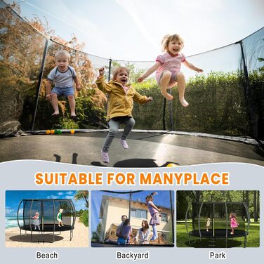 Батут Nattork Outdoor Ø244/370/427 см з сертифікатом GS, сіткою та сходами. Міцний садовий трамплін для дітей та дорослих, до 150 кг