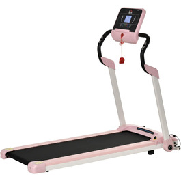 Електрична бігова доріжка HOMCOM 400 Вт, 1-12 км/год, 1,5 HP, LCD-дисплей, тримач для телефону, для дому, фітнесу, рожева, 134x60x118 см