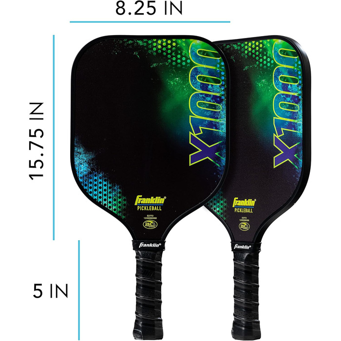 Професійна ракетка для піклболу Franklin Sports X-1000, поліпропіленовий сердечник 8 мм, офіційна USAPA, легка, зелена