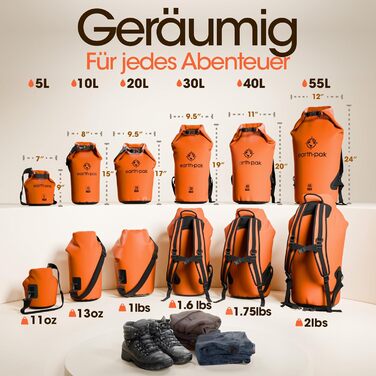 Earth Pak Packsack Rolltop 30L Оранжевий - Водонепроникний рюкзак для каякінгу, туризму, риболовлі та відпочинку на природі