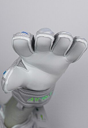 Воротарські рукавички Reusch Attrakt Finger Support для дорослих, з зовнішнім швом і захистом пальців, універсальні для всіх типів футбольних полів, сірі-блакитні-жовті, розмір 10