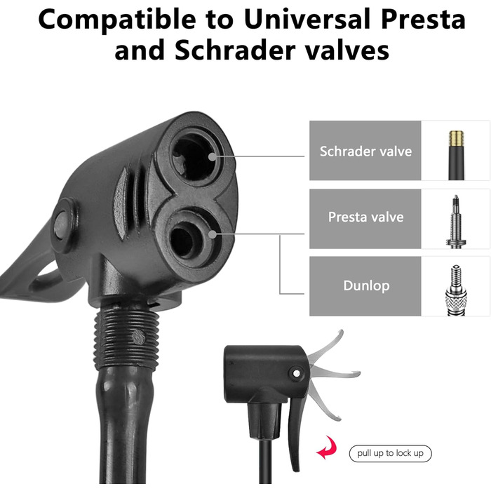 Велосипедна підкачка WEIDMAX з двома циліндрами, манометром та інтелектуальним клапаном, чорна