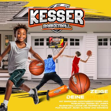 Міні-баскетбольний кошик KESSER® для дому та офісу | Баскетбольний кошик на двері | Ігровий кошик для дитячої кімнати | Баскетбольне кільце з м'ячем та насосом