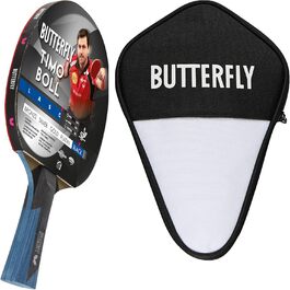 Професійна ракетка для настільного тенісу Butterfly® Timo Boll Black з чохлом, ITTF, анатомічна ручка, накладка Wakaba