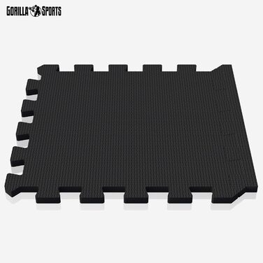 GORILLA SPORTS Захисний килимок для підлоги, набір 18 шт., 30x30 см, EVA, не ковзає, різні кольори – підлоговий фітнес-килимок, пазлова спортивна мат, підкладка під тренажери