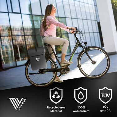 MIVELO велосипедна сумка на багажник 3-в-1: рюкзак, сумка через плече, багажна сумка, 100% водонепроникна, без ПВХ, з відділенням для ноутбука (карбон)