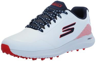 Гольф-взуття Skechers Max Fairway 3 Arch Fit для чоловіків без шипів (46.5 EU, Білий, Морська хвиля, Червоний)