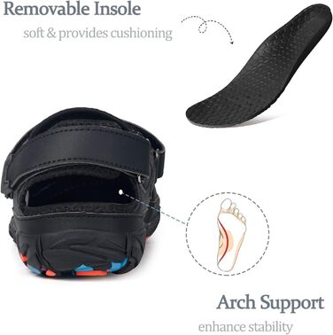 Чоловічі сандалі для плавання Hsyooes спортивні аквашузи пляжні шльопанці для хайкінгу швидковисихаючі чорні 43 EU