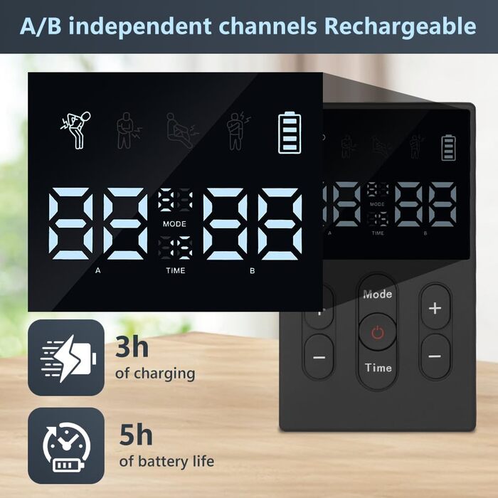 TENS/EMS масажер для тіла 3-в-1: 12 режимів, електрична стимуляція м'язів, для рук, ніг, спини, плечей, шиї (12 електродів)