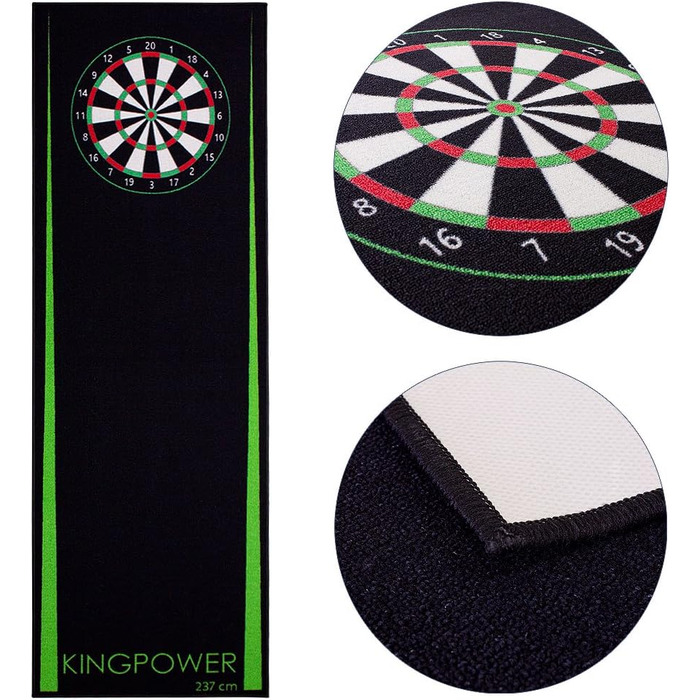 Килимок для дартсу Kingpower Dartmatte, турнірний, з лінією кидка, захист підлоги, для дротиків і дартборду, 2 розміри: 237 см і 290 см, різні дизайни