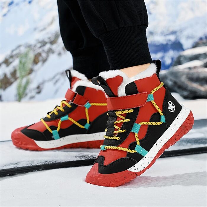 Водонепроникні зимові черевики для дітей: зимові чоботи для дівчаток та хлопчиків, утеплені, для активного відпочинку на вулиці, неслизькі, червоні (29 EU)