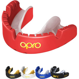 Захисна капа OPRO Gold для брекетів, спортивна, для дорослих, з інноваційною технологією підгонки, для боксу, ММА, хокею, лакросу та контактних видів спорту, червоно-перламутрова
