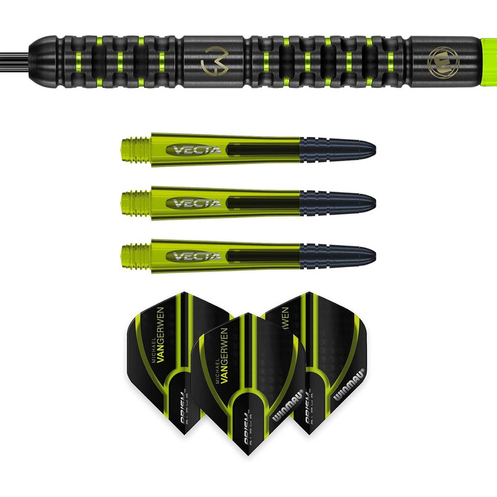 Дротики WINMAU Michael Van Gerwen MvG Adrenalin 23 г професійні, вольфрамові, для дартсу, з наконечником Steeltip, комплект з оперенням і шафтами
