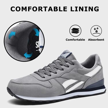 Чоловічі кросівки для бігу та занять спортом: легкі, дихаючі, з неслизькою підошвою. Розміри 39-45 EU, кольори: чорний, сірий