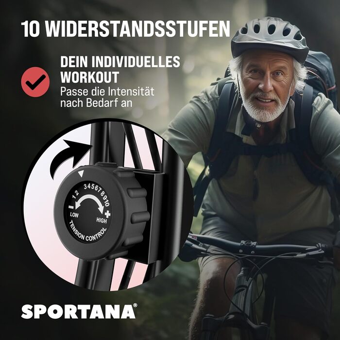 Електровелотренажер SPORTANA® EAGLE 3-в-1: складаний, з LCD-дисплеєм, регулювання висоти, фітнес-гумки | Hometrainer, Indoor Bike