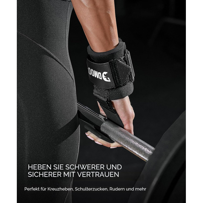 Набори для тяги DMoose Fitness для чоловіків та жінок (пара) - міцний нейлон з ремінцями на зап'ясті 8 мм - допоміжні засоби для тренажерного залу для пауерліфтингу та станової тяги - ручки для силових тренувань, червоні