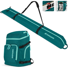 Сумка для лиж Odoland Skitasche Set, водонепроникна, для подорожей, вміщує лижі до 200 см, для чоловіків та жінок (Pfauenblau)