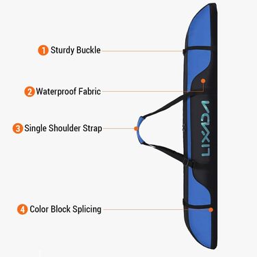Чохол для сноуборда Lixada Boardbag (160 см) з регульованим плечовим ременем, водонепроникна сумка з оксфордської тканини, чорно-синя