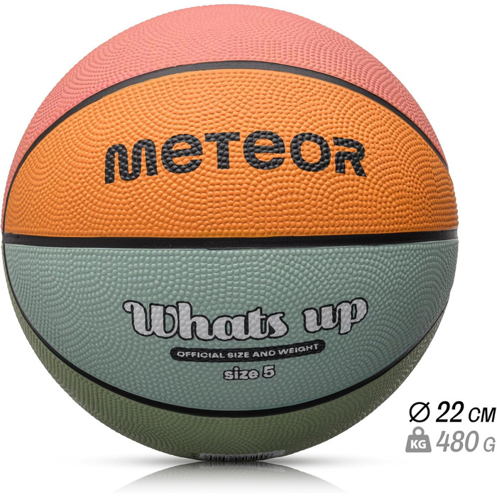 Дитячий баскетбольний м'яч meteor Whats UP, розмір 5, для дітей 4-8 років, легкий, м'який, синьо-оранжевий, для тренувань