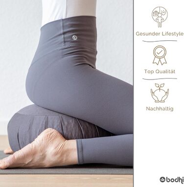 Подушка для медитації Bodhi Zafu ECO: Класичне йога-килим круглої форми з органічної бавовни, наповнений органічною лузгою гречки, висота 19 см (лісовий зелений)