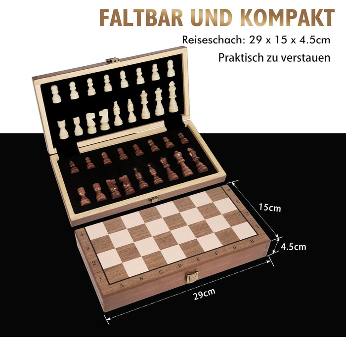 Шахи та шашки магнітним набором Sihaiyuan, дерев'яне складне шахове поле, для дорослих та дітей, 39x39 см