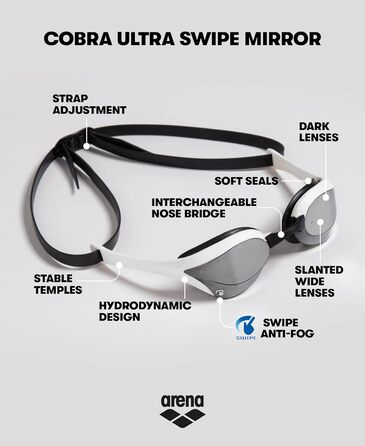Плавальні окуляри Arena Cobra Ultra Swipe Mirror, дзеркальні, сріблясто-сині