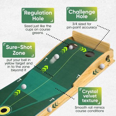 Професійний килимок для гольфу Pro Putt 3 м з поверненням м'яча GBD Sports, для гри в гольф у приміщенні, подарунок чоловікам і жінкам