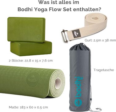 Набір для йоги Bodhi Yoga Starter-Set: йогамат з TPE, 2 блоки EVA, ремінь з бавовни, стартовий комплект для початківців
