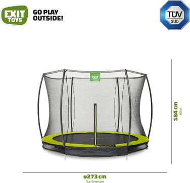 EXIT Toys Наземний батут Silhouette, діаметр 244 см, зелений - з сіткою та захистом, для дітей