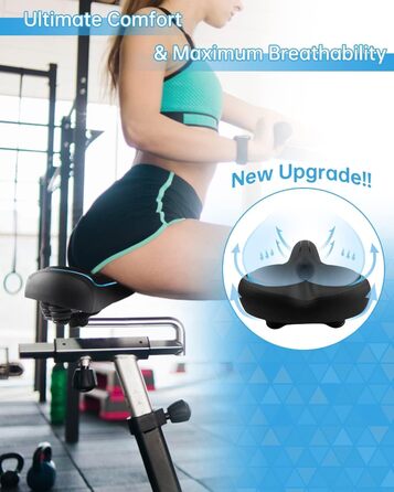 Широке велосипедне сідло з гелевою подушкою для жінок та чоловіків, комфортне, водонепроникне, дихаюче, з пам'яті ефекту, з інструментами для міських, шосейних, гірських велосипедів/фітнес-велотренажерів (Чорний/Синій)