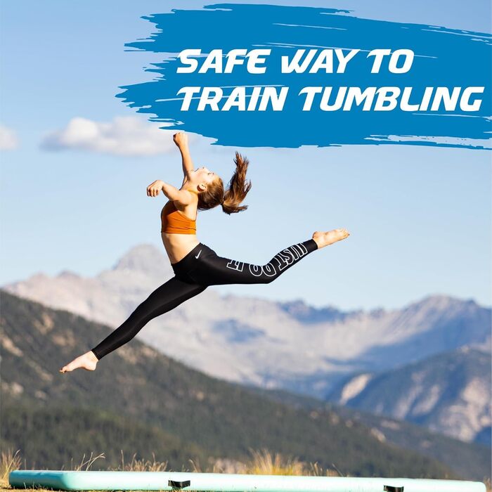 Гімнастичний надувний мат для гімнастики та йоги AirTrack Nordic Home Special Edition (3м/4м/5м/6м/7м/8м) з насосом, блакитний