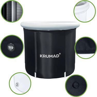 Естонна 320 L – Складана ванна для дорослих, для відпочинку та холодотерапії з насосом, кришкою, клапаном та підтримуючі трубки – Міцна ванна з ПВХ