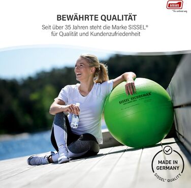 Фітбол SISSEL SECUREMAX 55 см, до 500 кг, PVC, для фітнесу і терапії, зелений, з постером та знімачем пробки