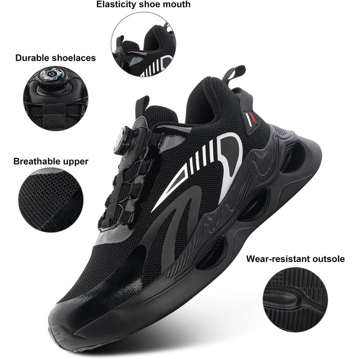 Чоловічі кросівки для бігу Hitmars: спортивні, дихаючі, з амортизацією, розмір 39-47 EU, чорний колір