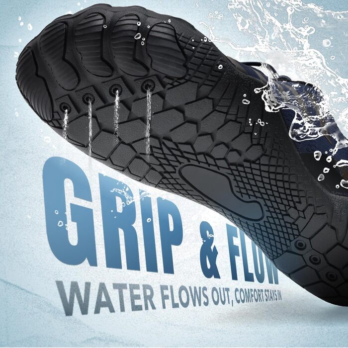 Взуття для плавання та фітнесу WateLves: аквашузи для жінок та чоловіків, підошва з неслизьким покриттям, широка передня частина (темно-синій, 39 EU)