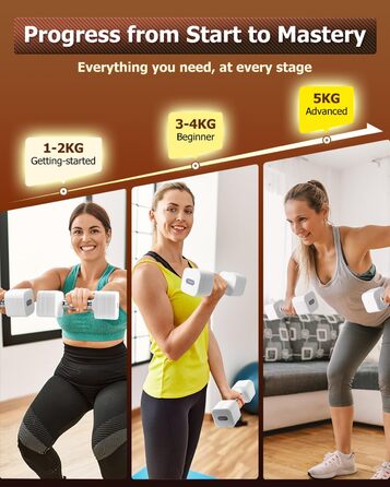 Набір гантелей Fragraim 5 кг x 2 (регульовані) для фітнесу вдома, силові тренування, обладнання для жінок та чоловіків (білі)