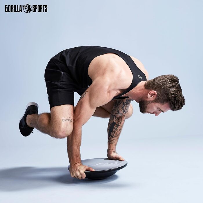 Балансборд GORILLA SPORTS® Ø 40 см, до 110-180 кг, дерево/пластик - для рівноваги, терапії, тренувань, для дітей та дорослих, з ручками