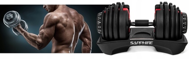 Регульовані гумовані гантелі Sapphire, 1 x 24 кг