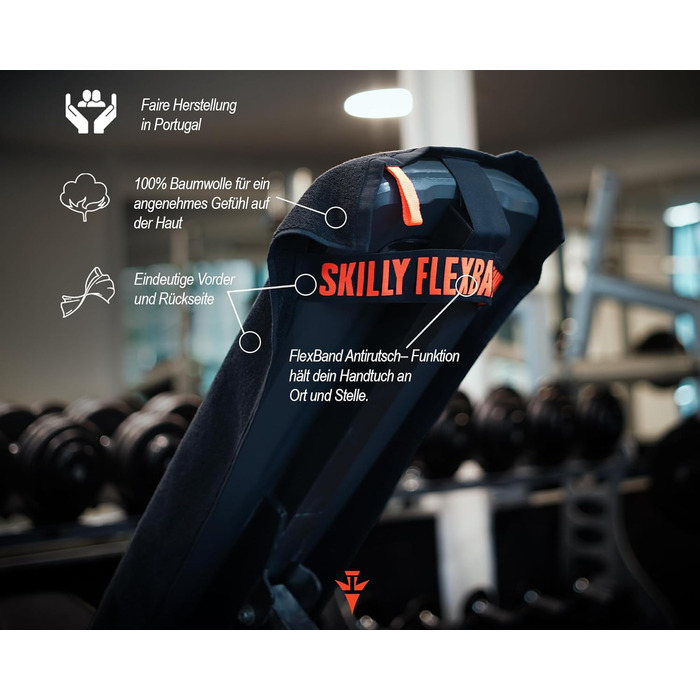 Рушник для фітнесу Skilly FBT100 – бавовняний спортивний рушник з антиковзким покриттям, 100x50 см