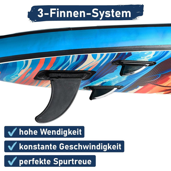 Надувний SUP-борд BRST Tropic | Комплект для станд-ап паддлбордингу | 320x81x15 см | 6 дизайнів | 5 років гарантії | з аксесуарами | 2-в-1: SUP та каяк | кріплення для Action Cam, фіксатор для ноги, насос, рюкзак (Sunset)