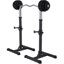 Стійка для штанги GORILLA SPORTS з набором гантелей 35 кг, SZ-грифом 120 см, регулювання висоти 6 і 14 рівнів, до 500 кг, сталь – стійка для штанги, присідань, Squat Rack