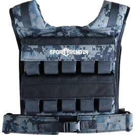 Професійна вагова жилетка Sporttrend 24® з виймальними вагами, вибір розміру | Жилетка для тренувань, фітнесу, бігу, з камуфляжем, 20 кг