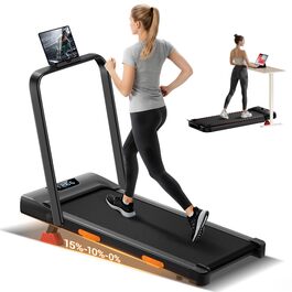 Бігова доріжка Lontek для дому, складана з нахилом 15%, Walking Pad до 136 кг, з пультом - чорна